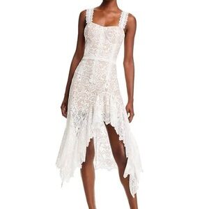 Bronx and Banco White Lace Tiffany Blanc Asymmetric Dress Women’s Size Medium
